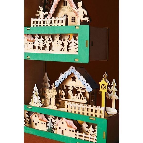 NEW ANTHROPOLOGIE Monogram Wonderland Light-Up Scene Christmas Letter E - Picture 3 of 4